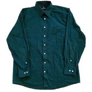 3/$20 Stafford Blue/Green Plaid Button-Up Dress Shirt